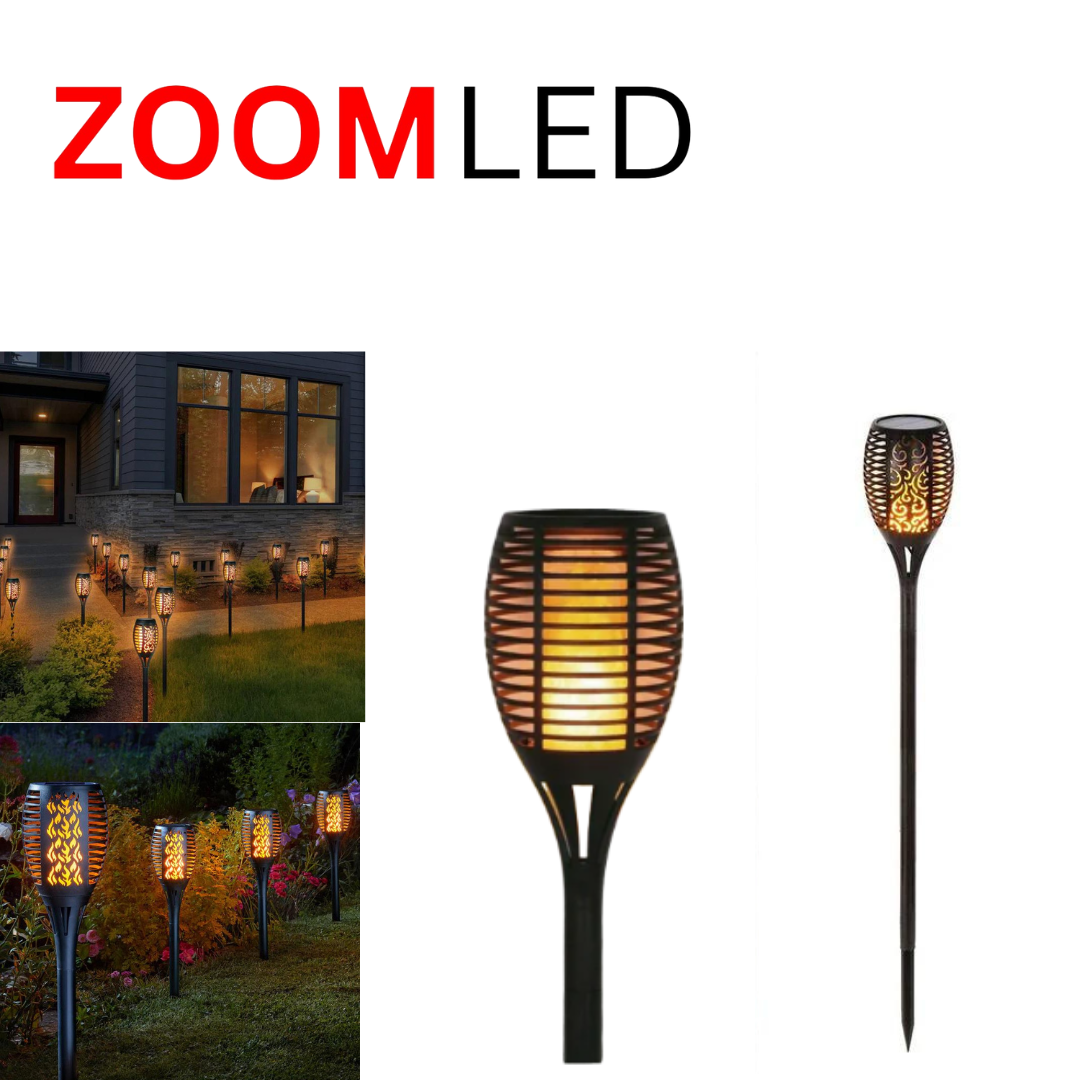 Outdoor Solar Torch Light With Flickering Flame Security Waterproof