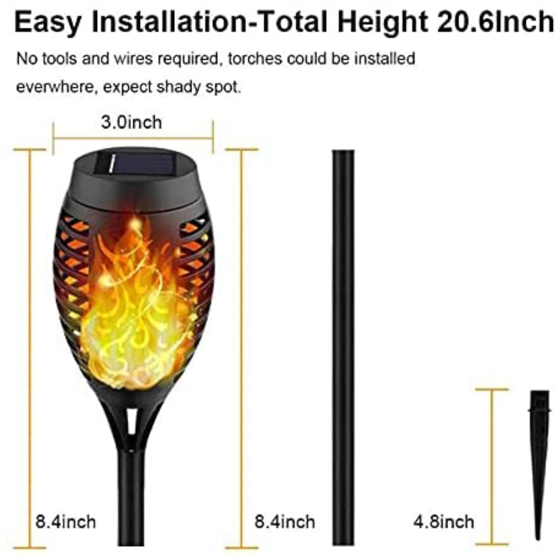 Outdoor Solar Torch Light With Flickering Flame Security Waterproof