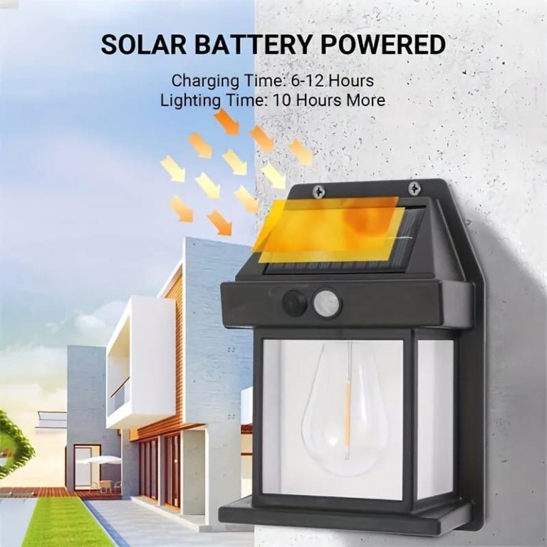 Solar-Powered Outdoor Wall Lamp with Smart Motion Sensor - Tungsten Filament, Waterproof Security Light for Garden & Patio