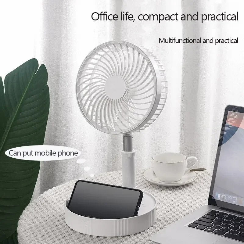 7200mAh USB Rechargeable Foldable Fan - Quiet Floor Fan for Outdoor and Home Use, Wireless Fan with 3 Speeds for Camping and Portability