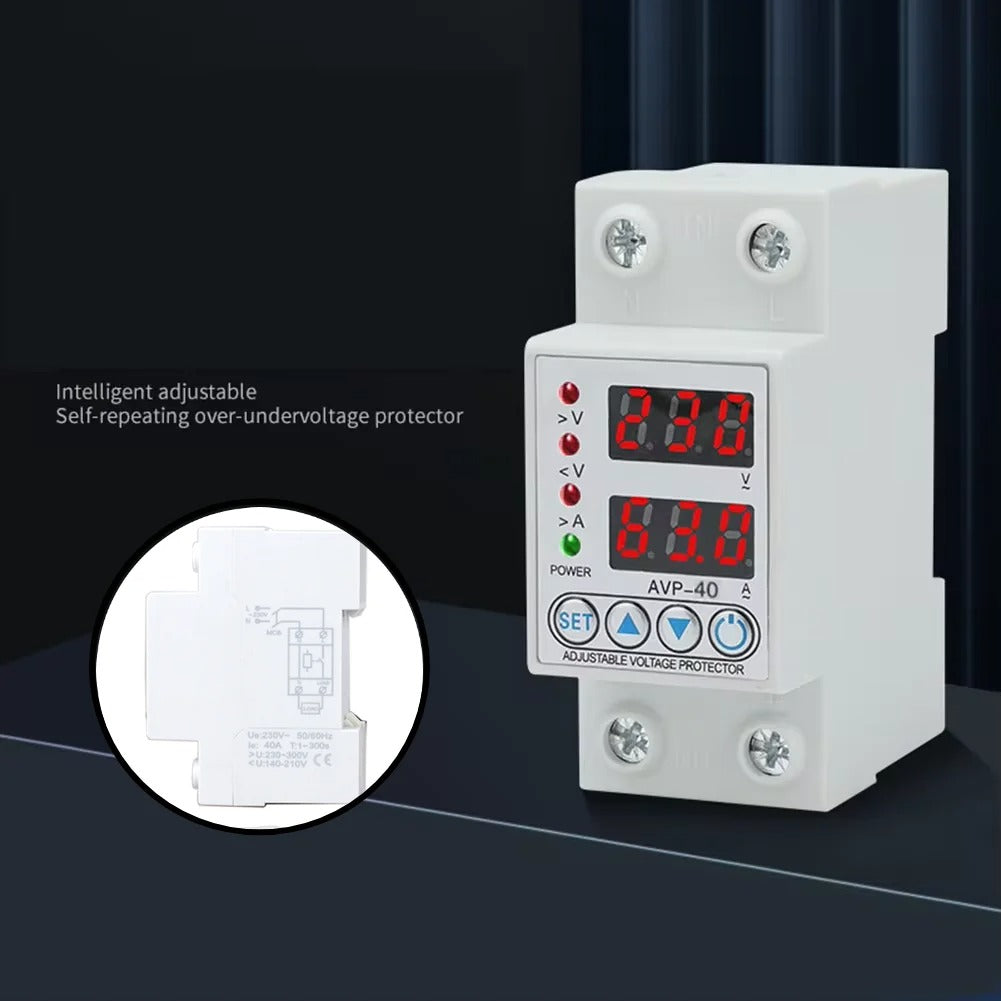 220V 63A Adjustable Over Under Voltage Protective Device Over Current Protection Limit Relay Protector Din Rail