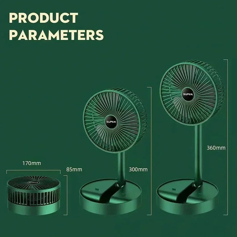 Rechargeable Portable Telescopic Stand Fan - 6 Inch USB Folding Fan with Rechargeable Battery