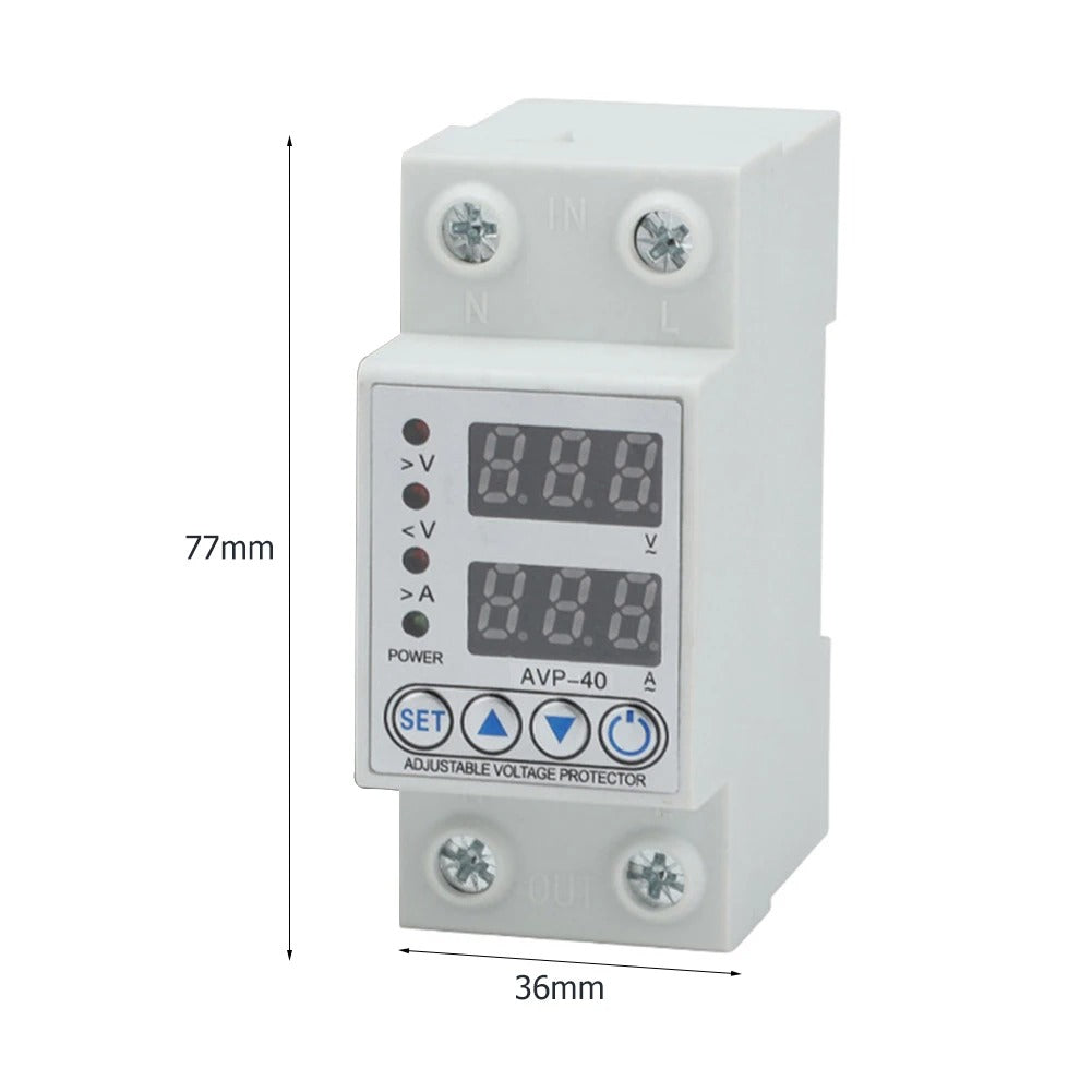 220V 63A Adjustable Over Under Voltage Protective Device Over Current Protection Limit Relay Protector Din Rail