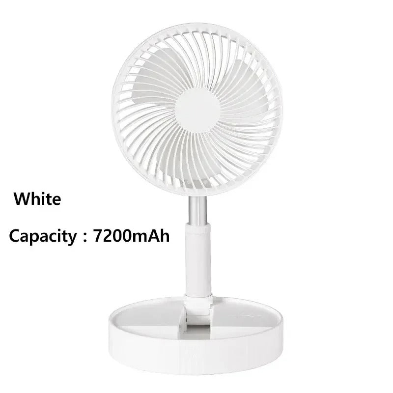 7200mAh USB Rechargeable Foldable Fan - Quiet Floor Fan for Outdoor and Home Use, Wireless Fan with 3 Speeds for Camping and Portability