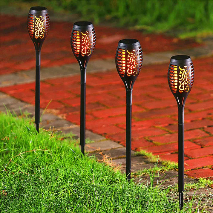 Outdoor Solar Torch Light With Flickering Flame Security Waterproof