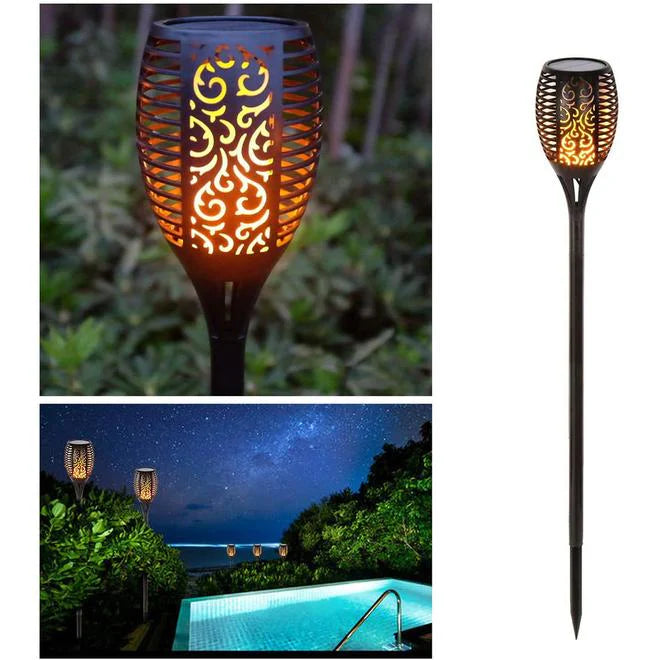 Outdoor Solar Torch Light With Flickering Flame Security Waterproof