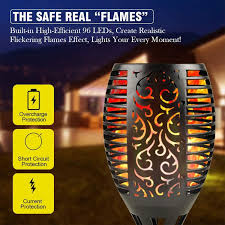 Outdoor Solar Torch Light With Flickering Flame Security Waterproof